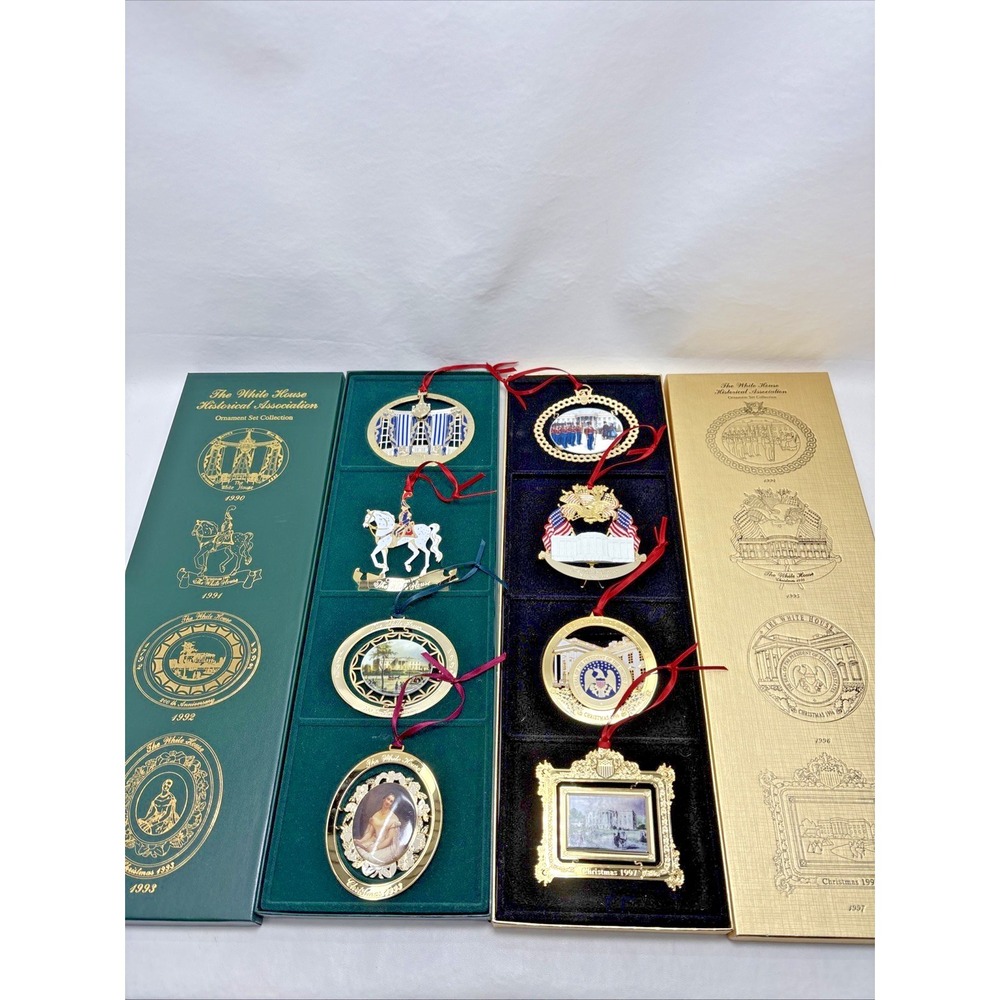 Christmas Ornament White House Historical Association Set 1990-1997 Box Vintage
